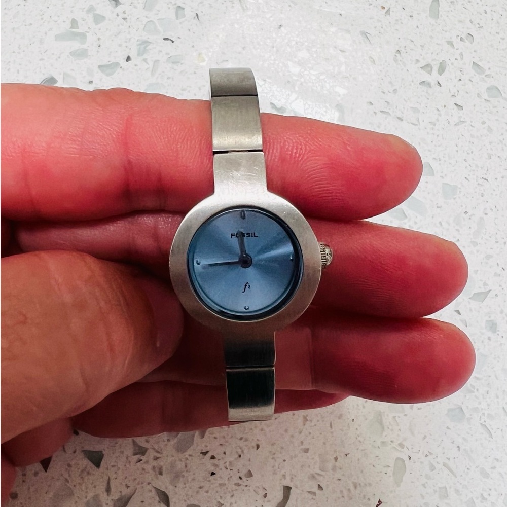 Fossil slim women’s silver watch.
